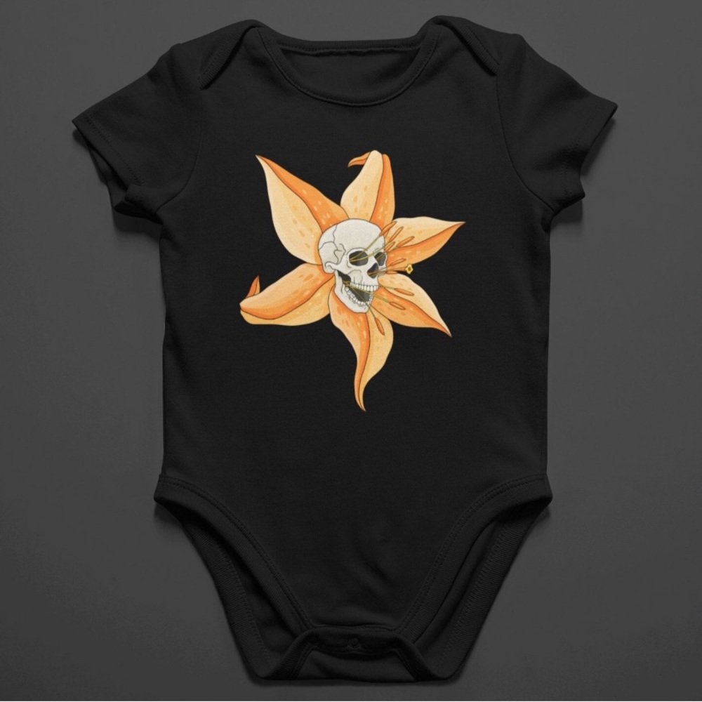 Skeleton Flower Baby Onesie